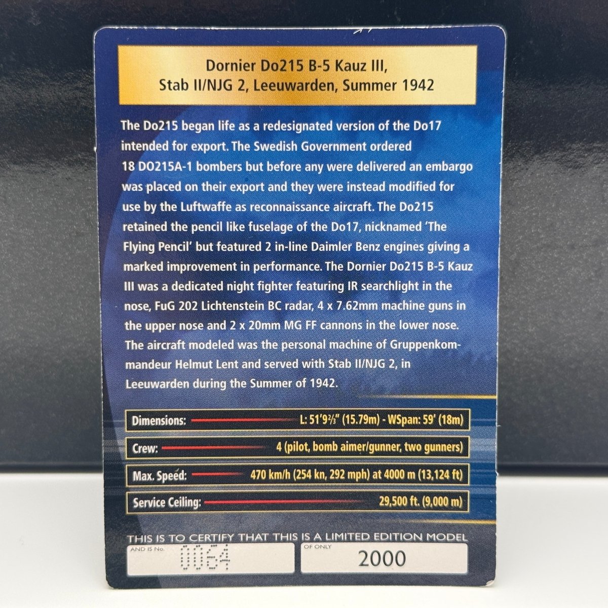 Corgi Aviation AA38802 1:72 Dornier Do 215B - 5 II./NJG 2 - Corgi