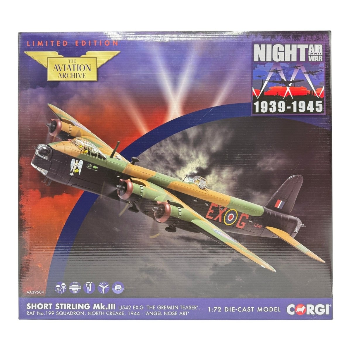 Corgi Aviation AA39504 1:72 Short Stirling B.Mk III No.199 Sqn Gremlin Teaser - Corgi