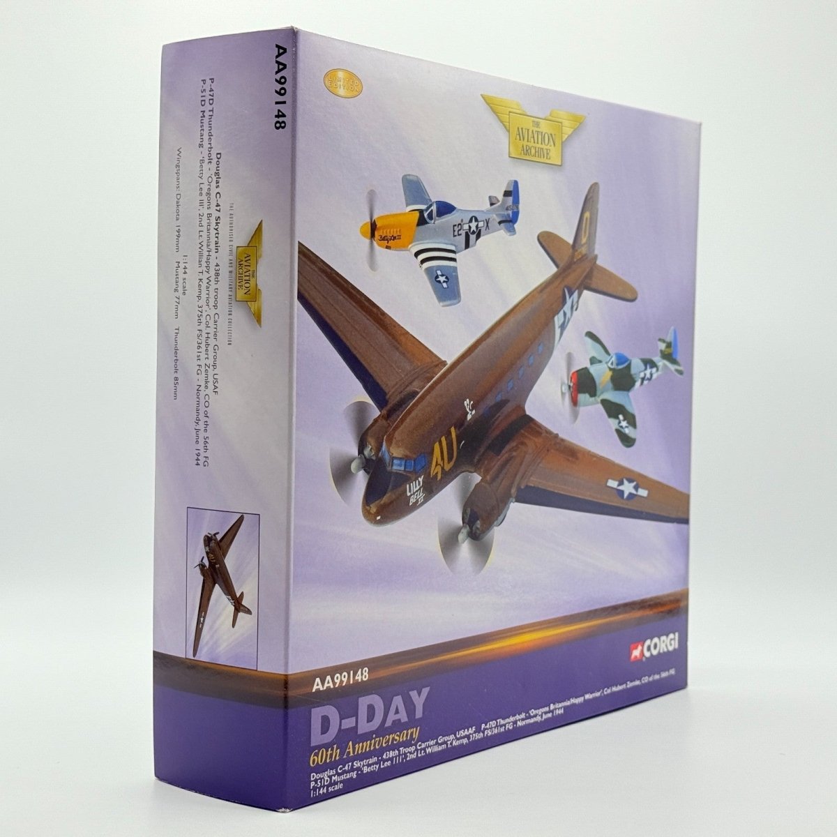 Corgi Aviation AA99148 1:144 C - 47, P - 47D, P - 51D 60th Anniversary Aircraft Set - Corgi