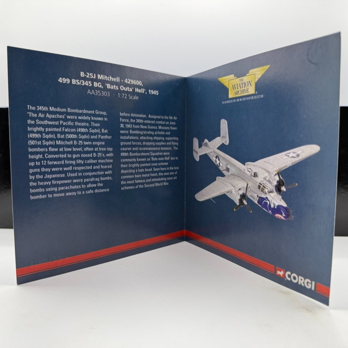 Corgi Aviation Archive 1:72 B - 25J Mitchell ' Bats Outta Hell' Diecast AA35303 - Corgi