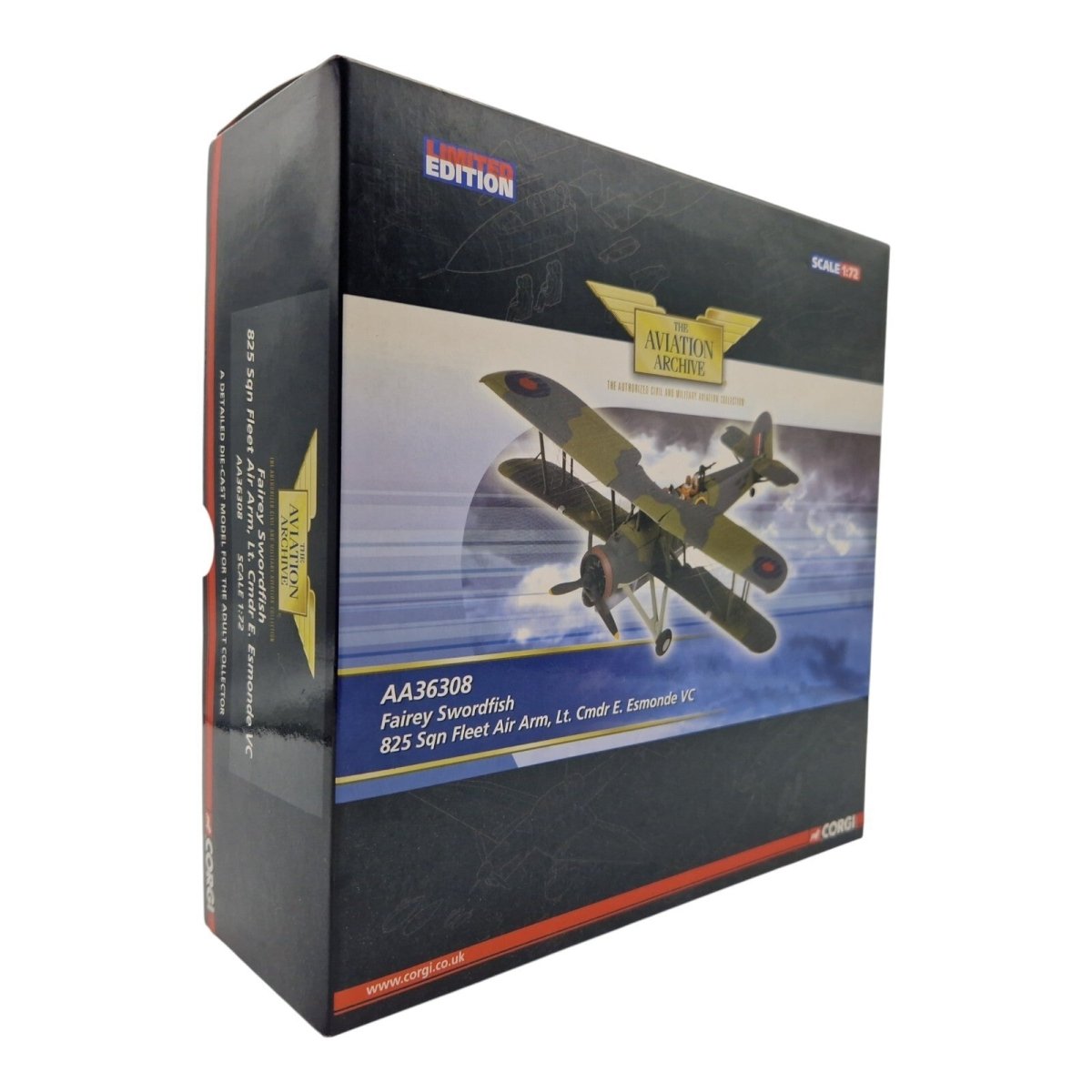 Corgi Aviation Archive 1:72 Fairey Swordfish 825 Sqn, Diecast Model AA36308 - Corgi