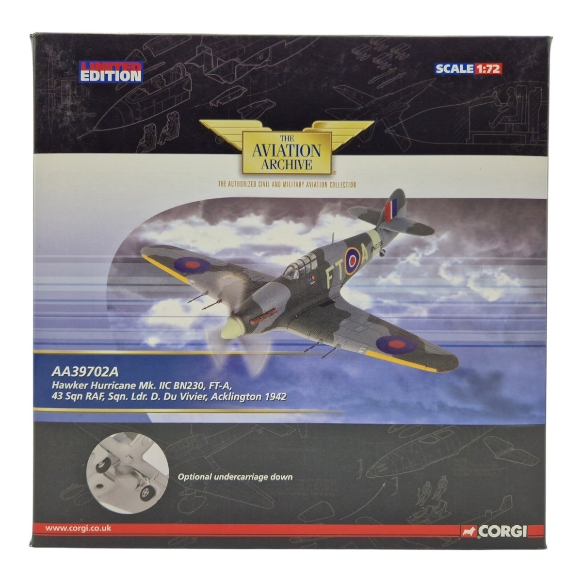 Corgi Aviation Archive 1:72 Hurricane MK.IIC, 43 Sqn RAF, Diecast Model AA39702A - Corgi