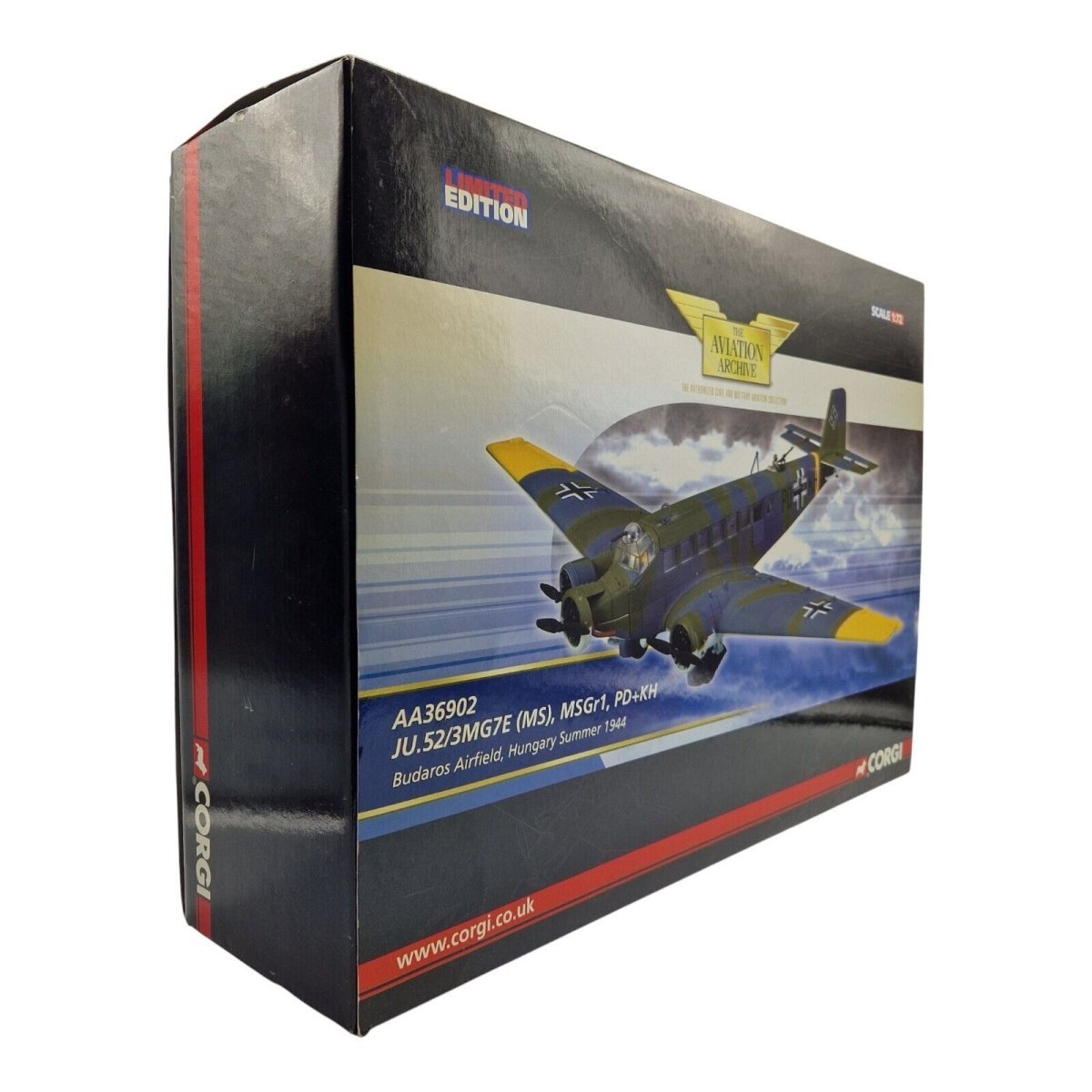 Corgi Aviation Archive 1:72 Junkers JU.52/3MG7E(MS),MSGr1,PD+KH Hungary 1944 AA36902 - Corgi