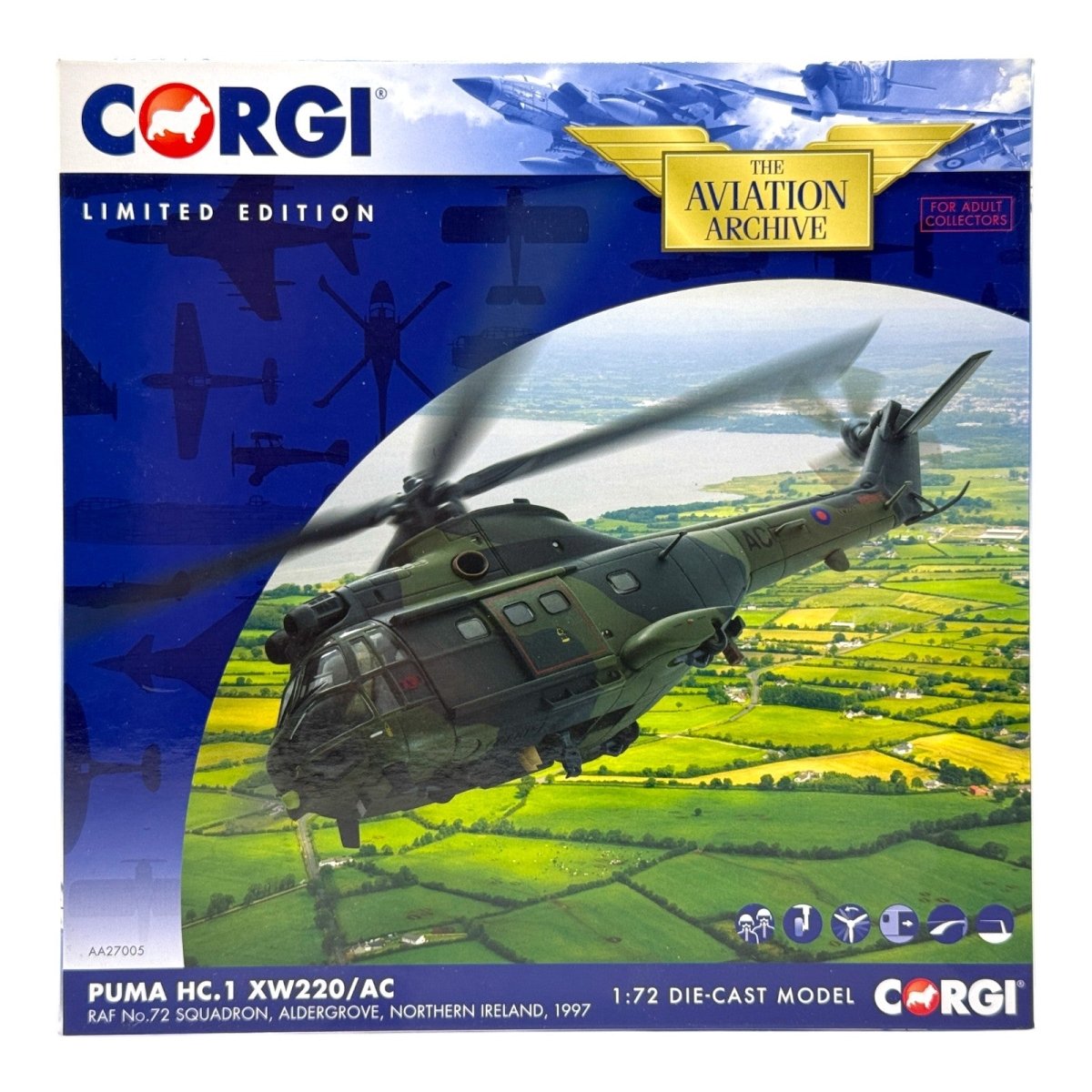 Corgi Aviation Archive 1:72 Puma HC.1 XW220/AC Aldergrove N.I. 1977, AA27005 - Corgi