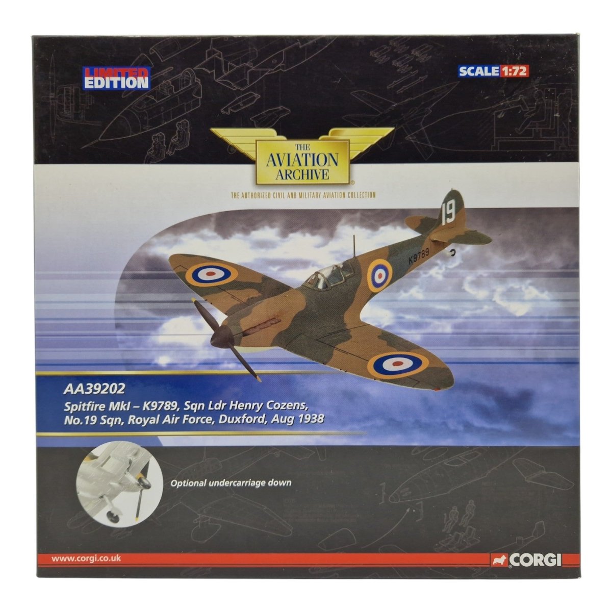 Corgi Aviation Archive 1:72 Spitfire MK1, Sqn Ldr Henry Cozens AA39202 - Corgi