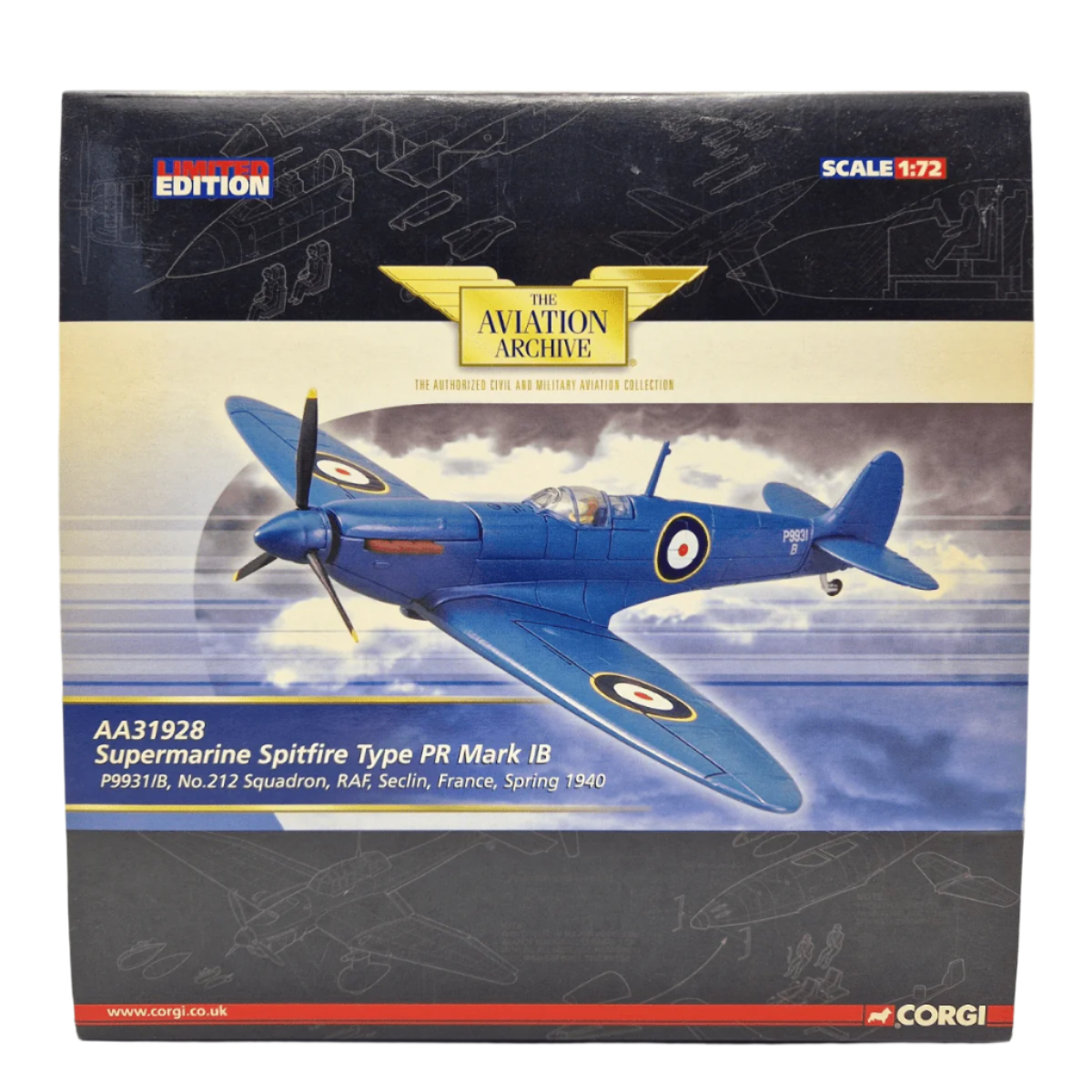 Corgi Aviation Archive 1:72 Supermarine Spitfire Type PR Mark IB Model AA31928 - Corgi