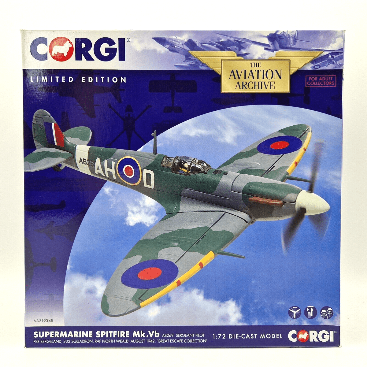 Corgi Aviation Archive 1:72 Spitfire Mk.Vb Per Bergsland 1942 Diecast AA31934B - Corgi