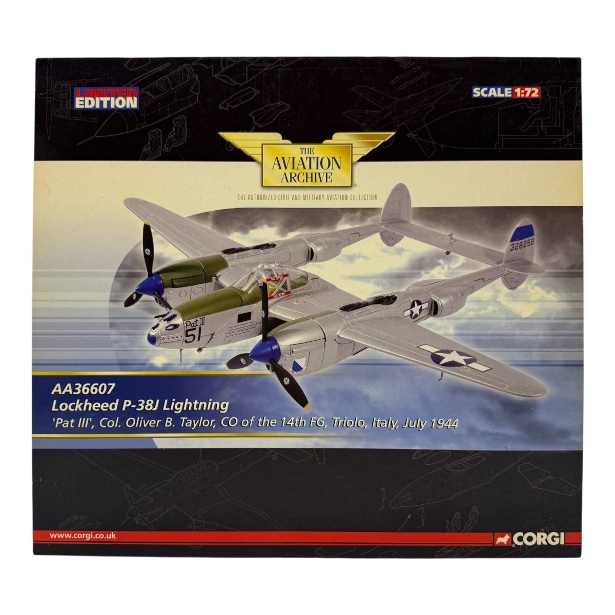 Corgi Aviation Archive AA36607 1:72 P - 38J Lightning 14th FG Triolo Italy 1944 - Corgi