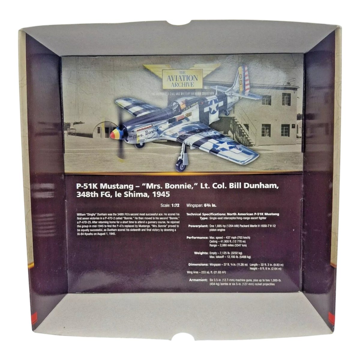 Corgi Aviation Archive 1:72 Nose Art P - 51K Mustang "Mrs Bonnie"le Shima 1945 US32213 - Corgi