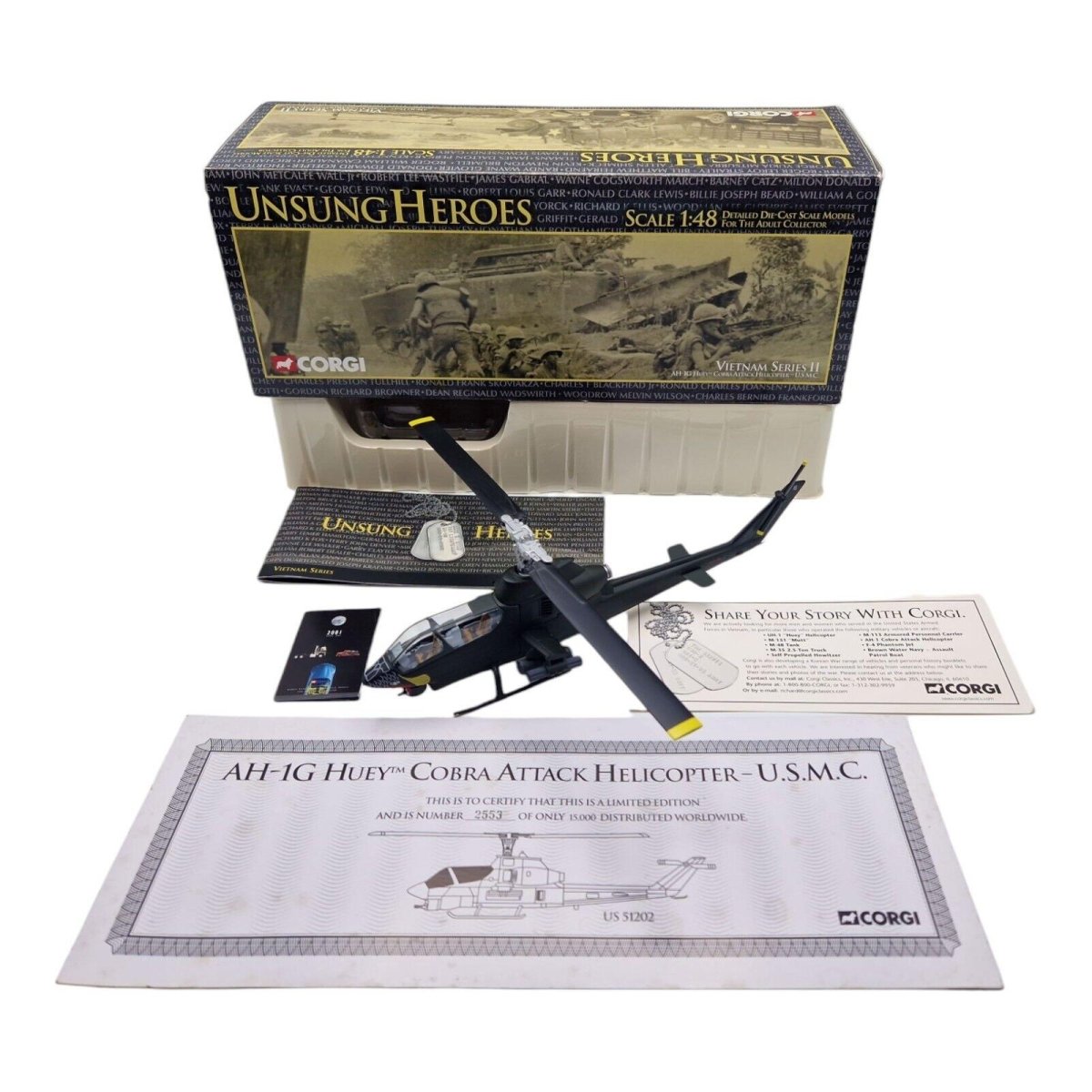 Corgi Unsung Heroes 1:48 AH - 1G Huey Cobra Attack Helicopter USMC US51202 - Corgi
