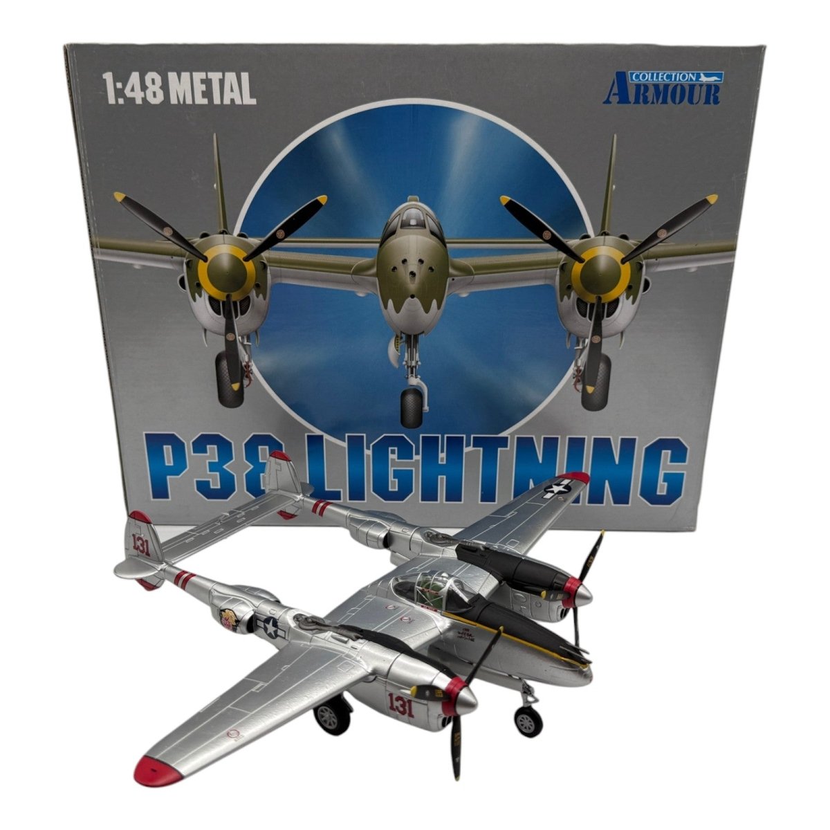 Franklin Mint ART 98113 1:48 Lockheed P-38 Lightning Pudgy V Thomas McGuire 431st FS *FLAWED* - Franklin Mint