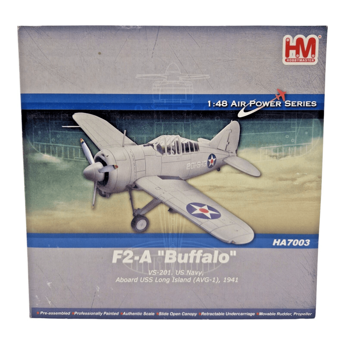 Hobby Master 1/48 F2A Brewster F2A Buffalo USN VS - 201, USS Long Island HA7003 - Hobby Master