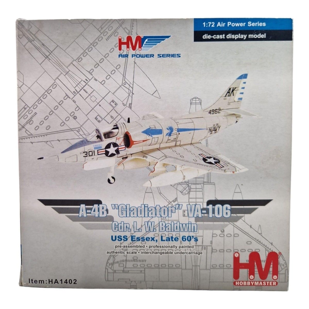 Hobby Master 1:72 A - 4B Skyhawk USN VA - 106 Gladiators, AK301, USS Essex HA1402 - Hobby Master
