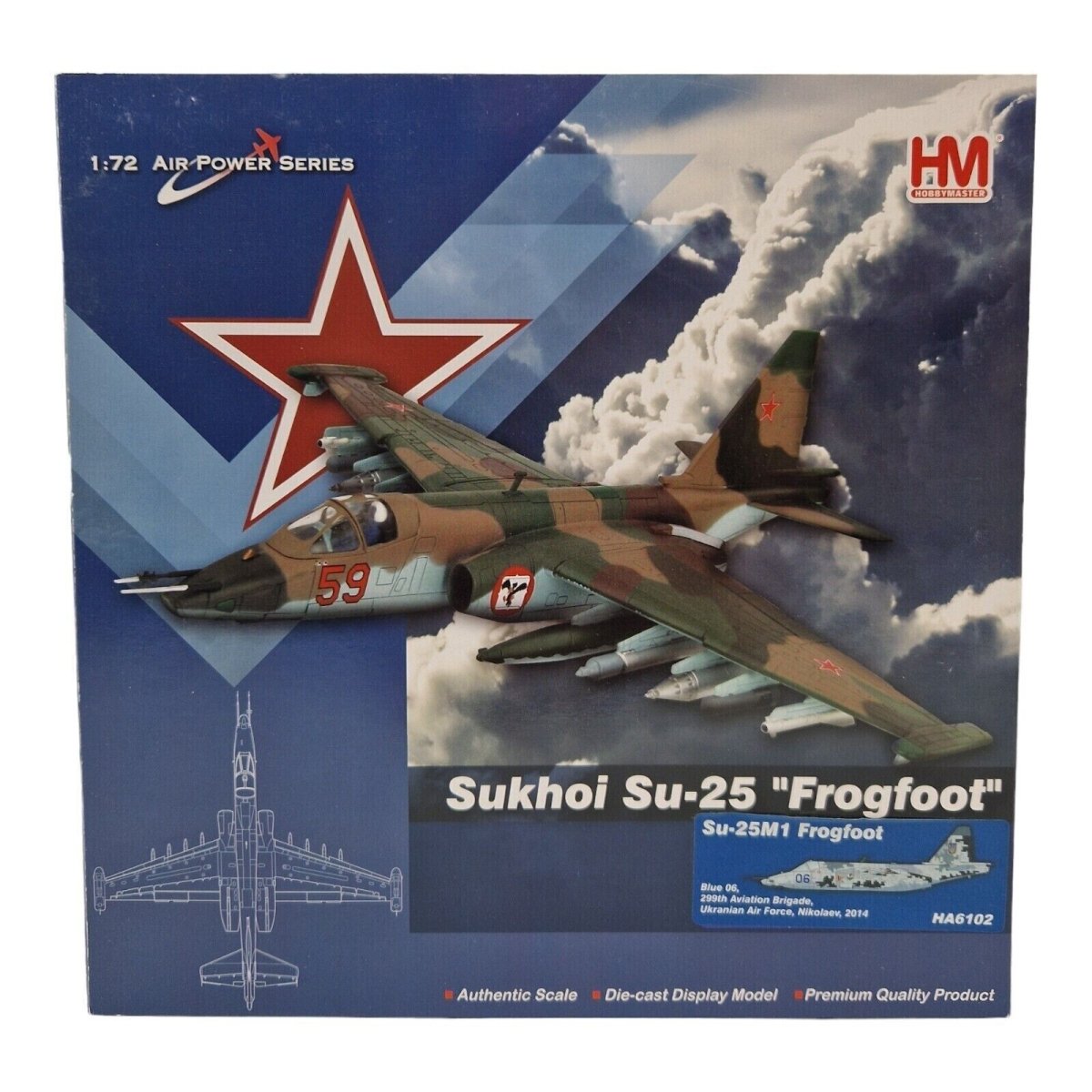 Hobby Master 1:72 Su - 25M1 Frogfoot Blue 06 Ukrainian Air Force Model HA6102 - Hobby Master