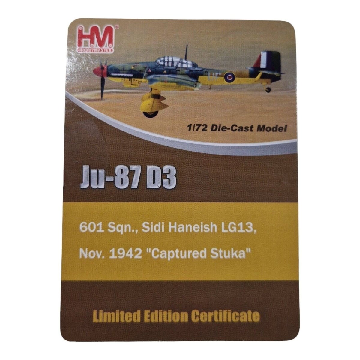 Hobby Master HA0135 1:72 Junkers Ju 87D Stuka RAF Sidi Haneish Libya Captured - Hobby Master