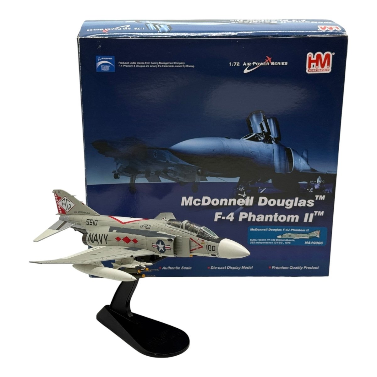 Hobby Master HA19006 1:72 McDonnell Douglas F-4J Phantom II US Navy VF-102 Diamondbacks AG100 USS Independence 1976 - Hobby Master