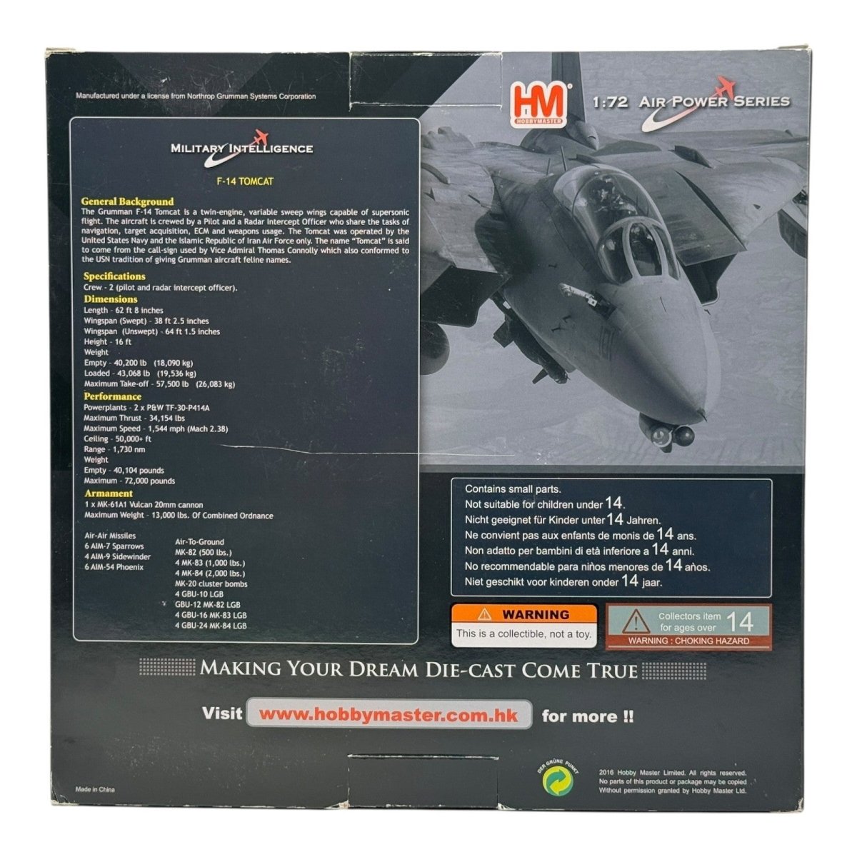 Hobby Master HA5212 1:72 F - 14A Tomcat VF - 84 Jolly Rogers Desert Storm 1991 - Hobby Master