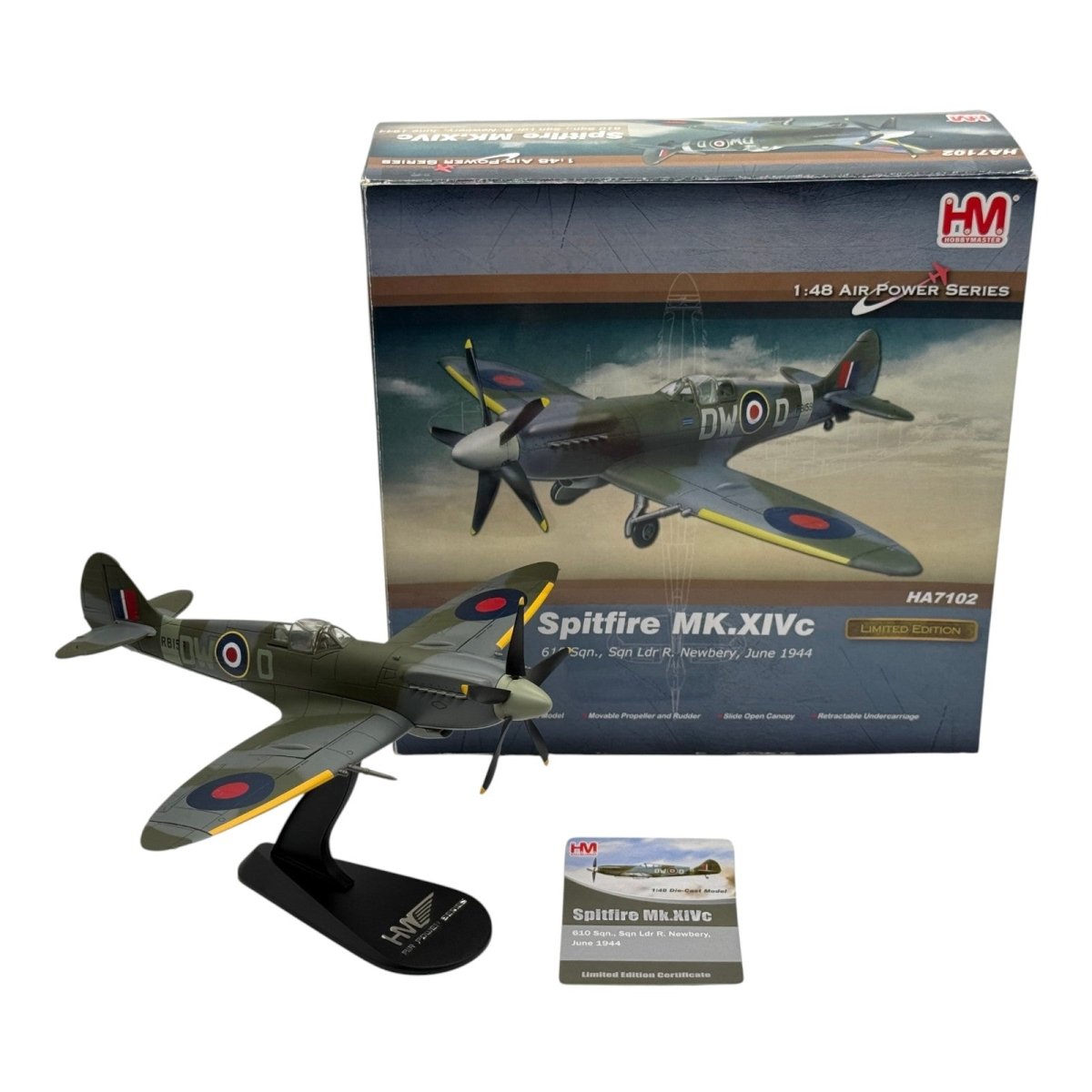 Hobby Master HA7102 1:48 Supermarine Spitfire Mk XIV RAF No.610 Sqn Richard Newbery West Malling 1944 - Hobby Master