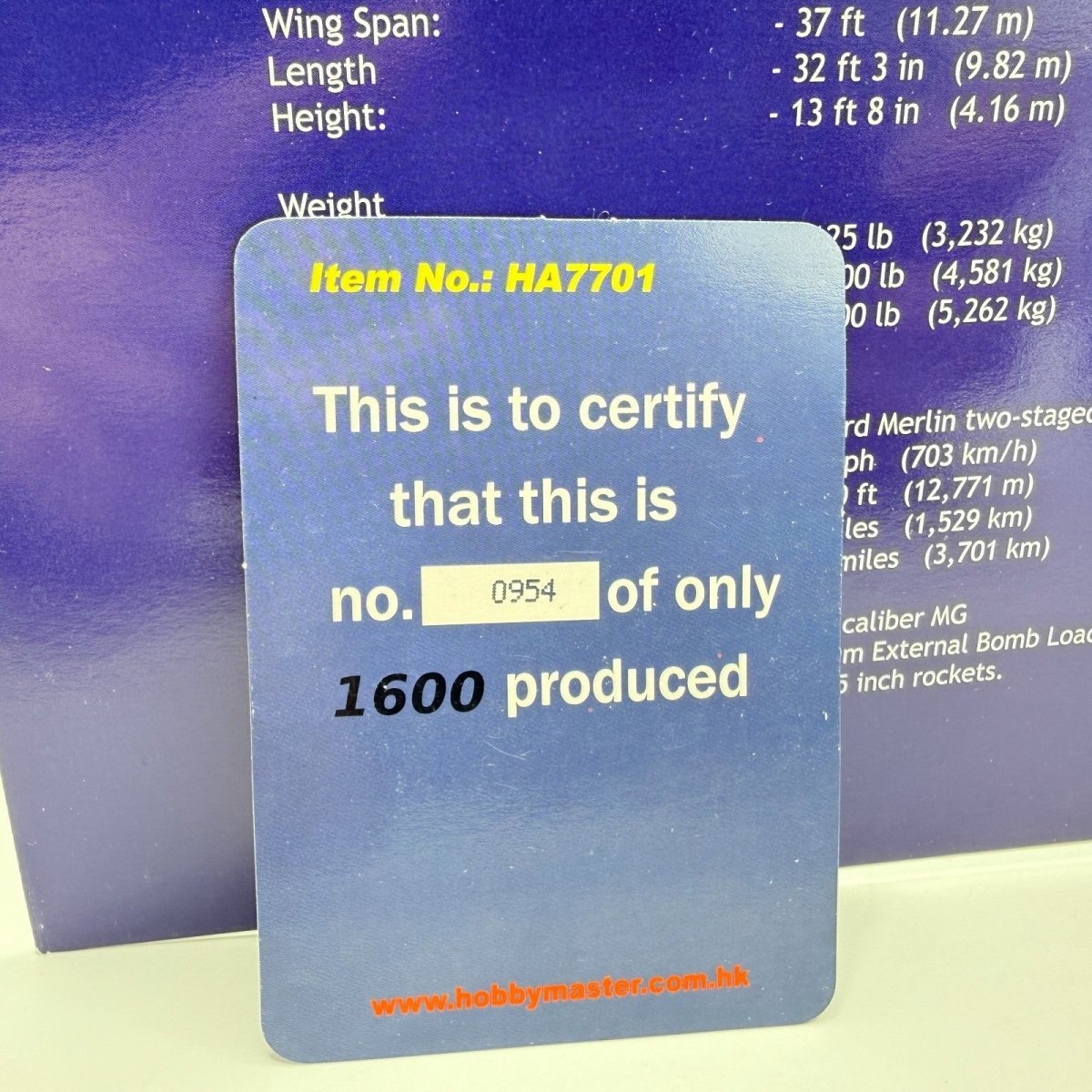 Hobby Master HA7701 1:48 P - 51D Mustang 'Lt Col Glen Eagleston' Limited Edition - Hobby Master