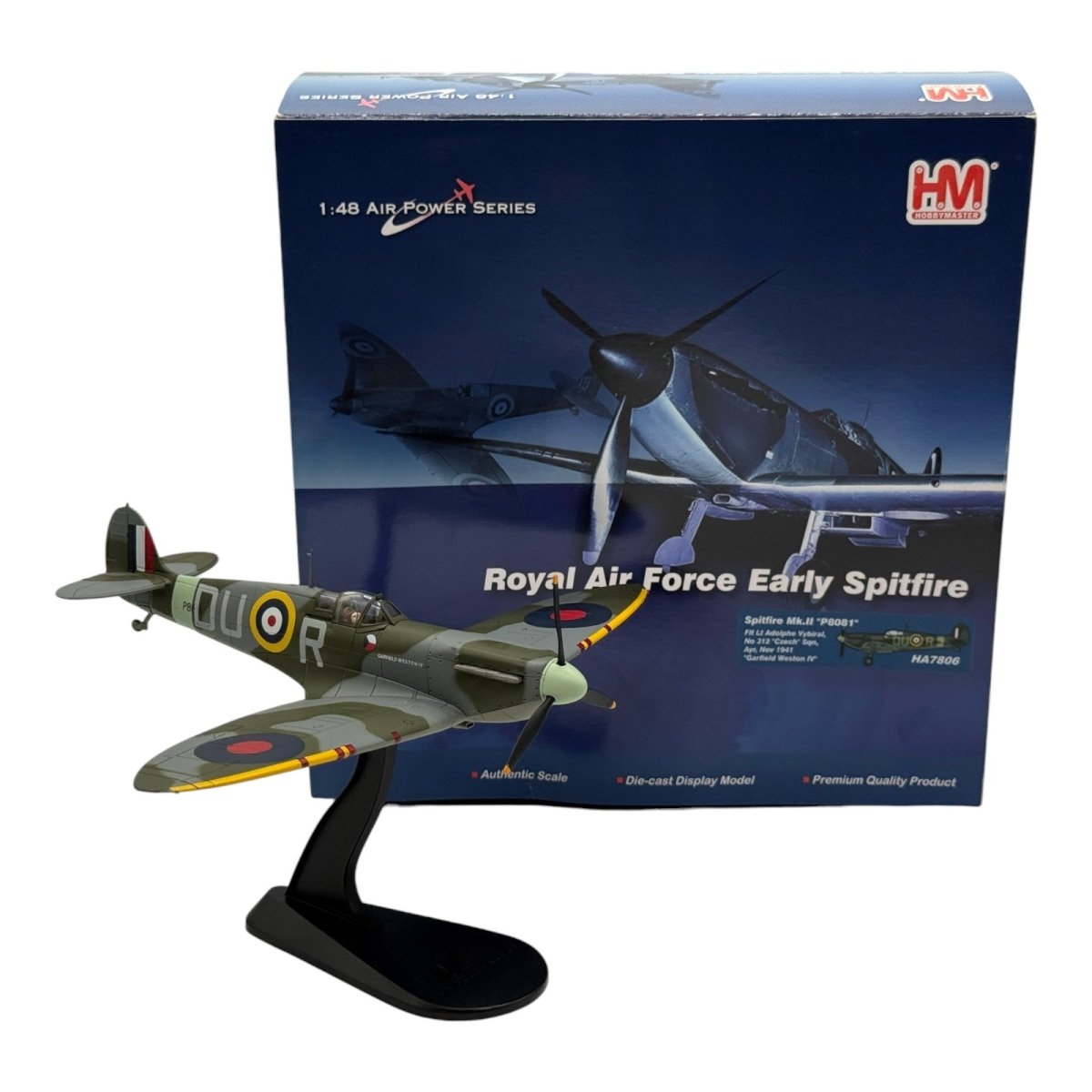 Hobby Master HA7806 1:48 Supermarine Spitfire Mk II RAF No.312 Czech Sqn DU-R Garfield Weston IV Adolf Vybiral 1941 - Hobby Master
