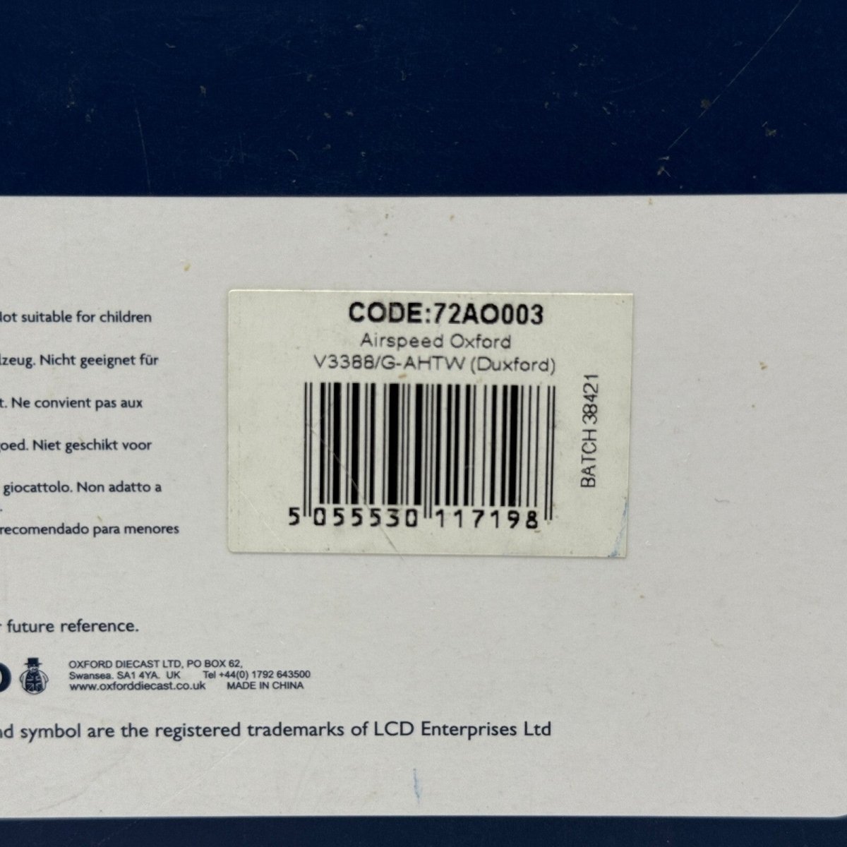 Oxford Diecast 1:72 Airspeed Oxford AS.10 V3388/G - AHTW, Model 72AO003 - Oxford Diecast