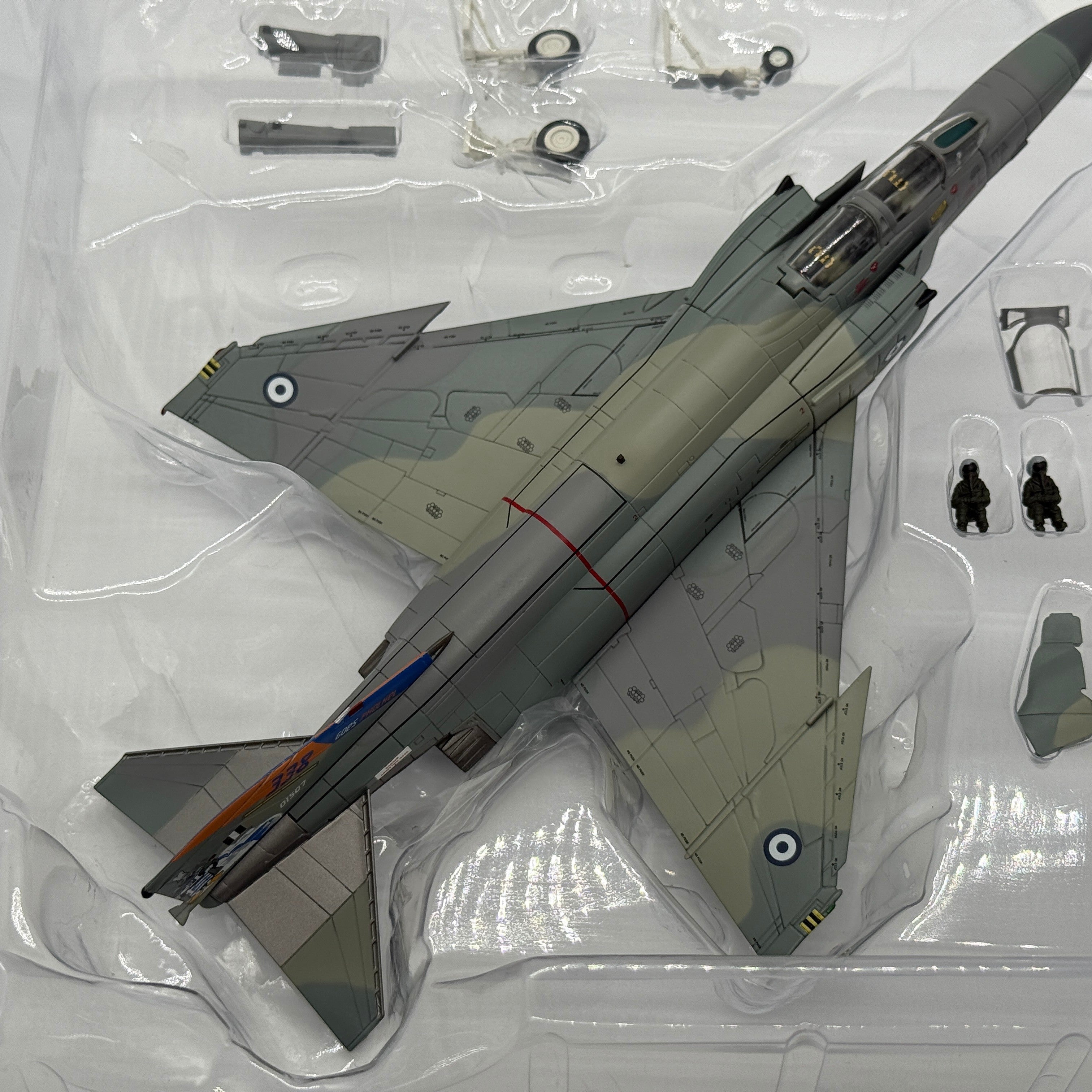 The Collectables Vault 1:72 scale Hobby Master F-4E Phantom II diecast model in Hellenic Air Force ghost camouflage.