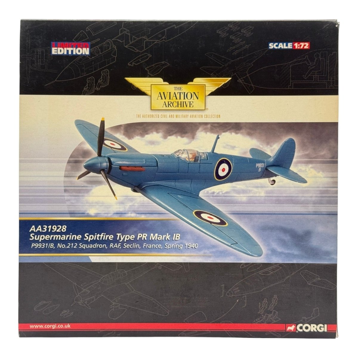 Titles Listing title: Corgi AA31928 1:72 Supermarine Spitfire Mk I RAF No.212 Sqn P9931 France 1940 - Corgi