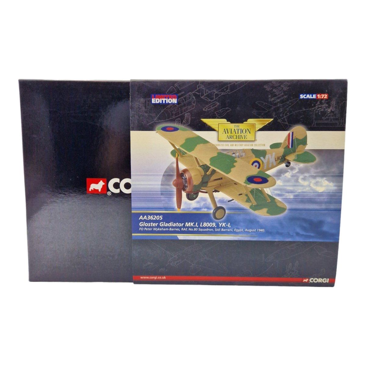 Corgi Aviation Archive 1:72 Scale Gloster Gladiator Peter Wakeham - Barnes RAF 80 SQN AA36205 - Corgi
