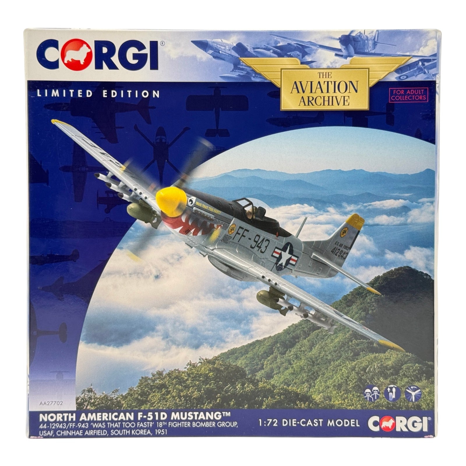 Corgi AA27702 1:72 F-51D Mustang USAF 18th FBG 'Was that too fast?' 1951