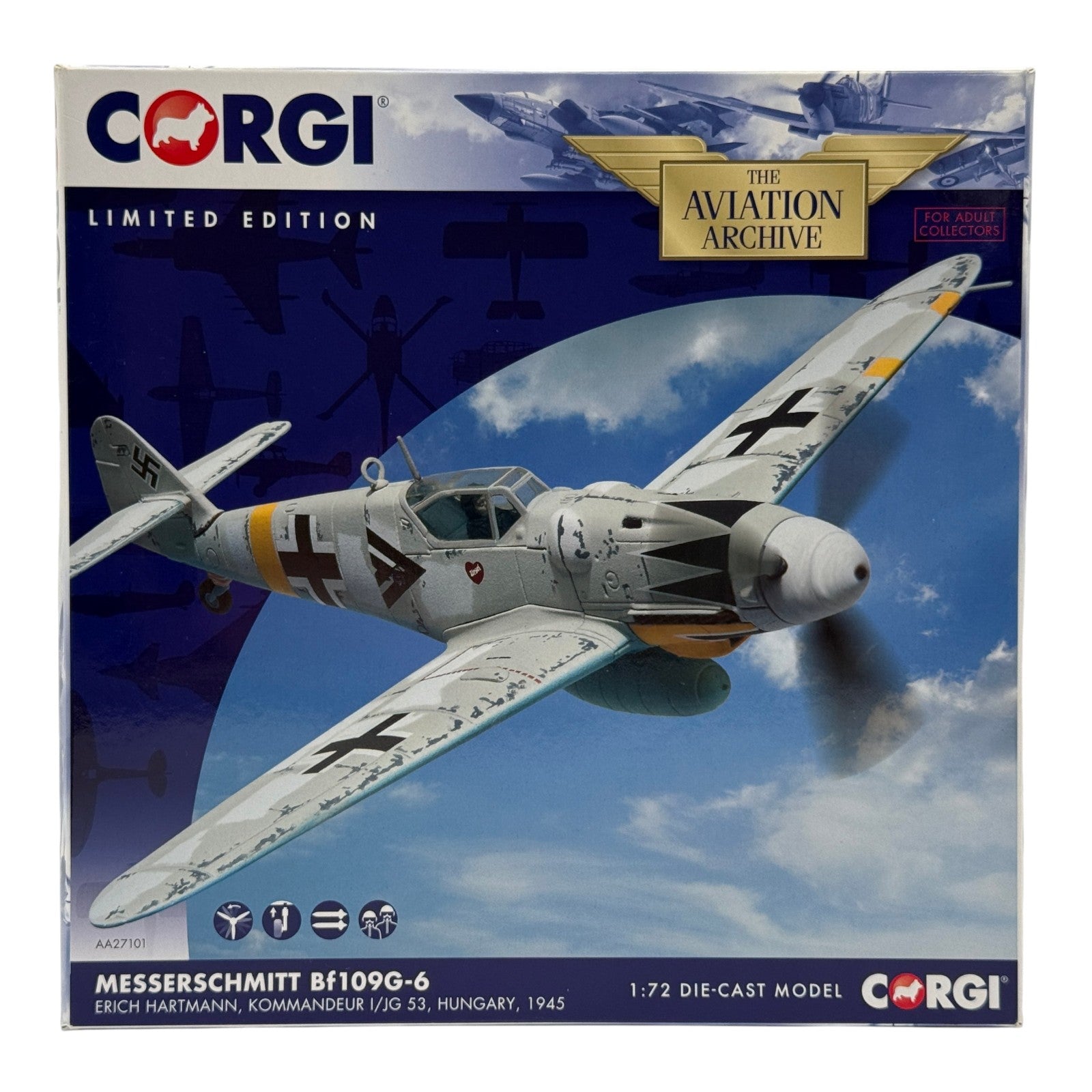 Corgi AA27101 1:72 Messerschmitt Bf 109G Luftwaffe 1./JG 53 Erich Hartmann 1945