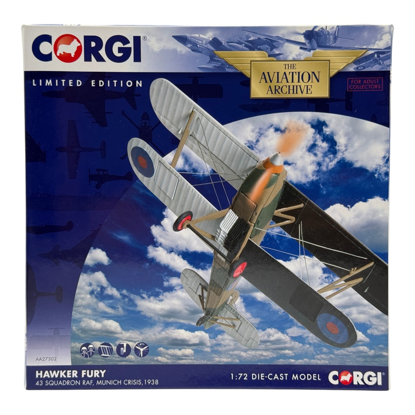 Corgi AA27302 1:72 Hawker Fury Mk I RAF No.43 Sqn Munich Crisis 1938