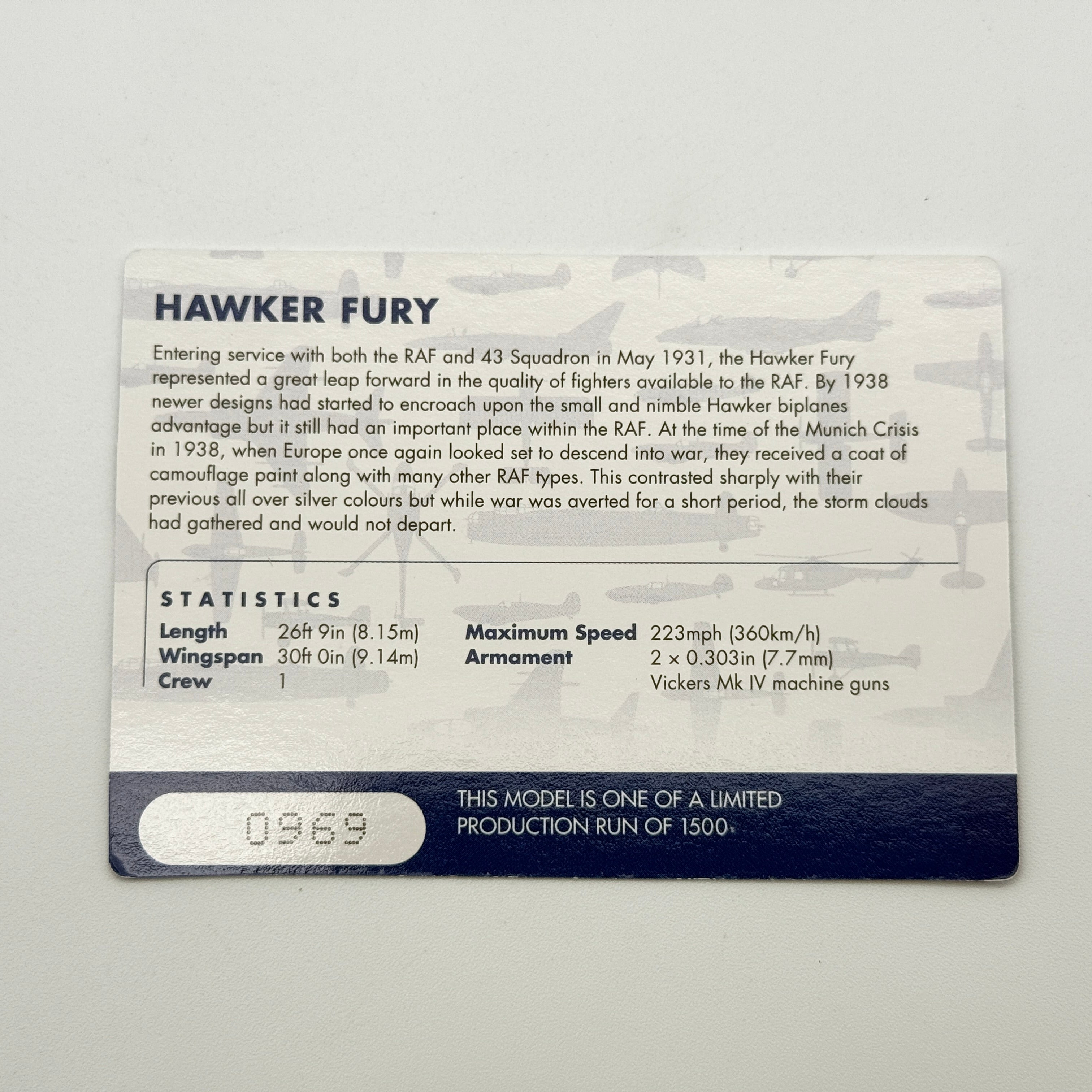 Corgi AA27302 1:72 Hawker Fury Mk I RAF No.43 Sqn Munich Crisis 1938