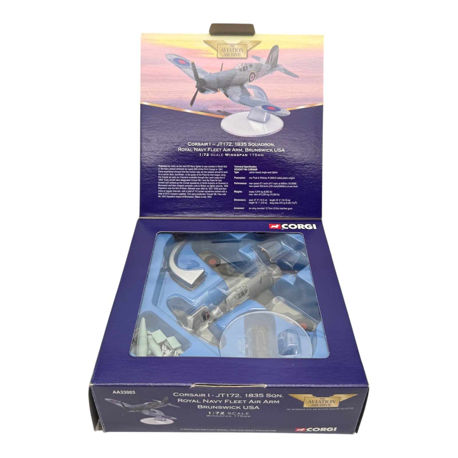 Corgi AA33003 1:72 Vought F4U Corsair RNFAA No.1835 NAS Brunswick 1943