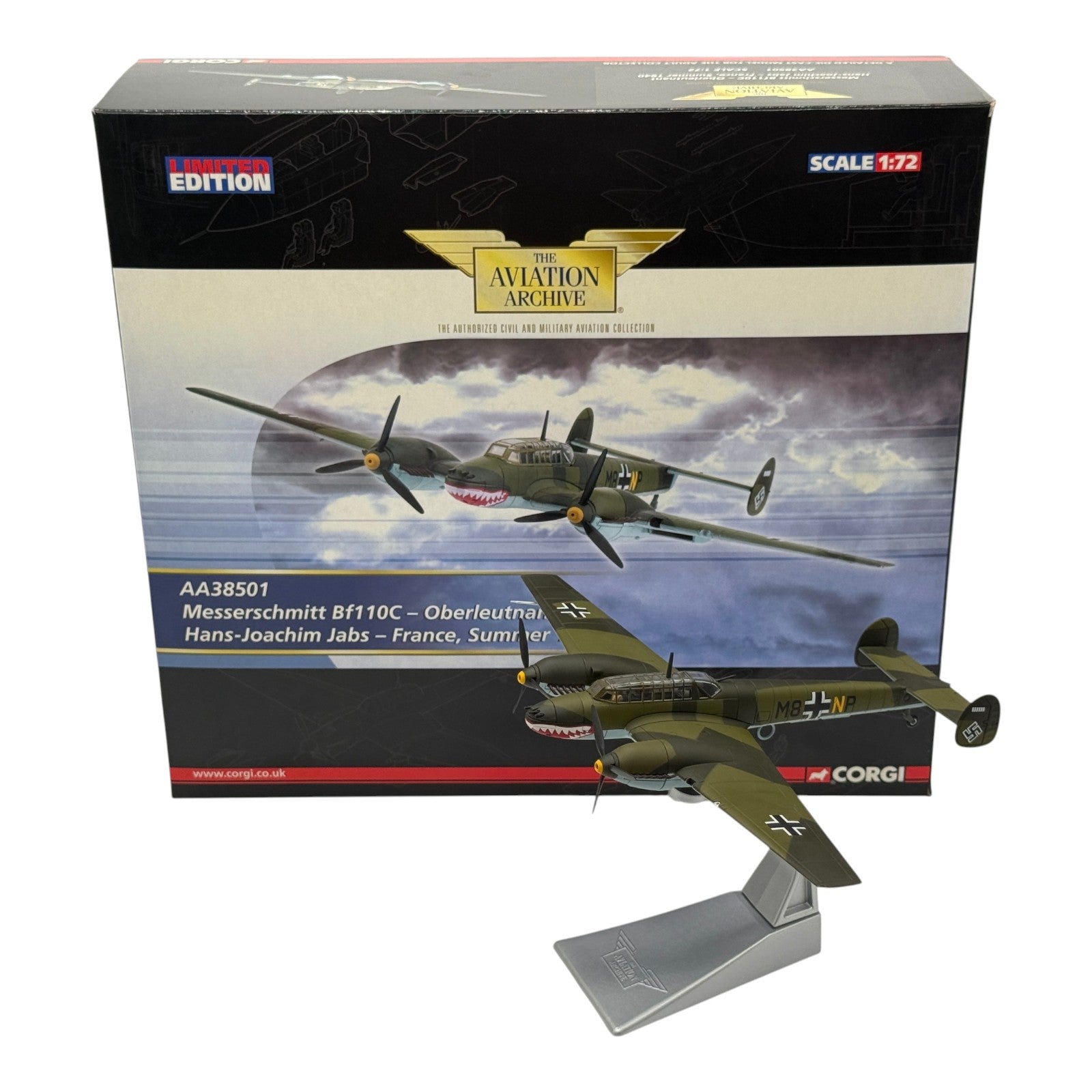 Corgi AA38501 1:72 Messerschmitt Bf 110C Luftwaffe ZG 76 Hans-Joachim Jabs 1940