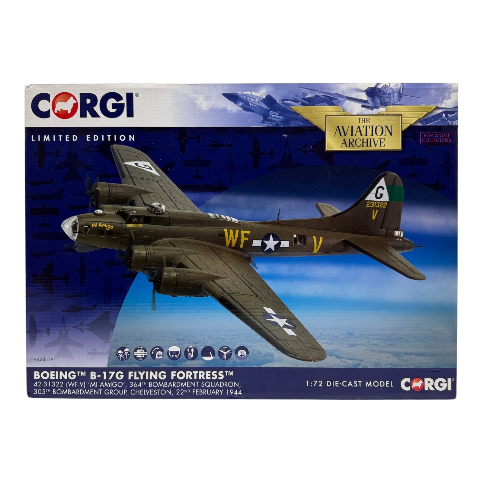 Corgi AA33319 1:72 Boeing B-17G Flying Fortress USAAF 305th BG Mi Amigo WWII 1944