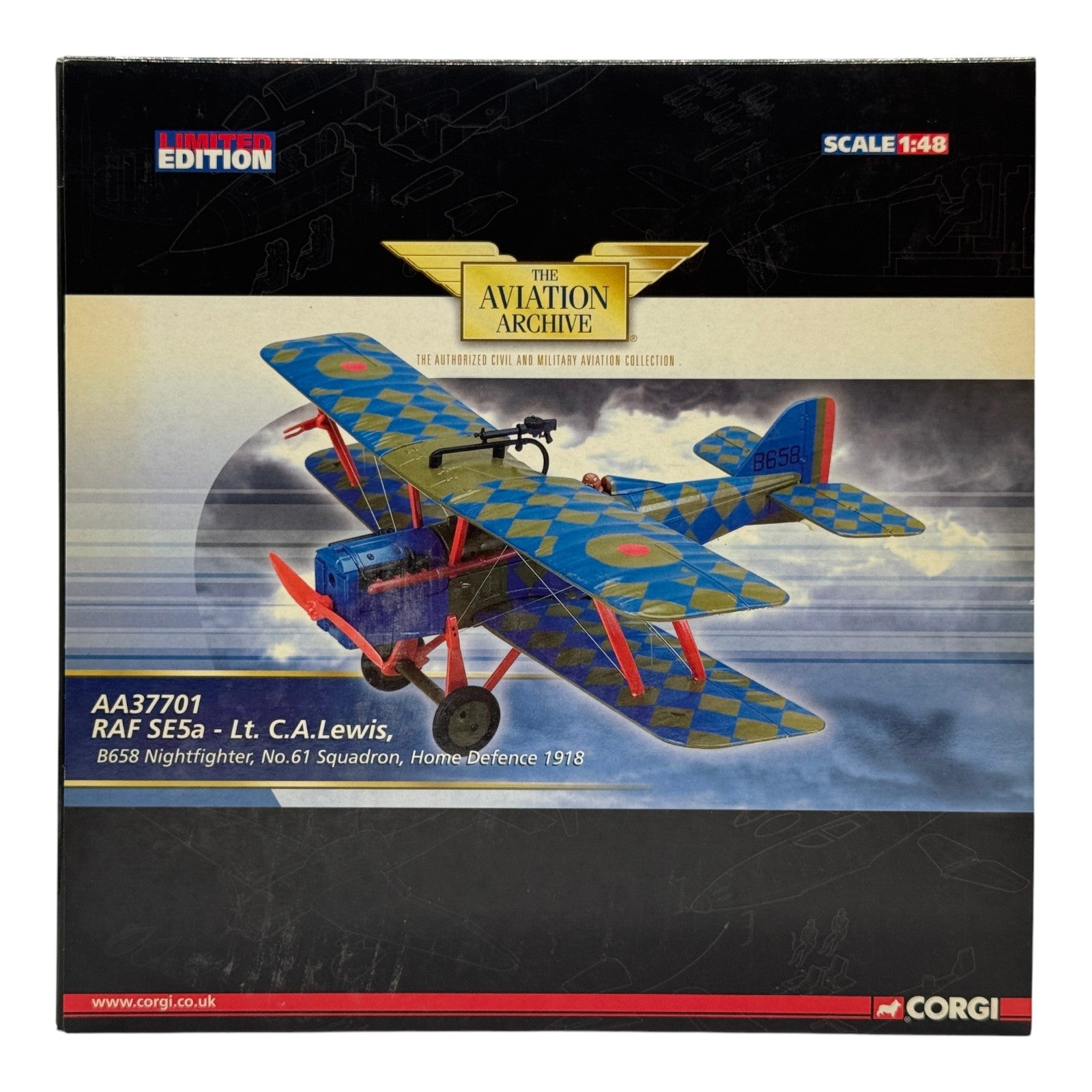 Corgi AA37701 1:48 Royal Aircraft Factory S.E.5a RFC No.61 Sqn B658 C.A. Lewis England 1918