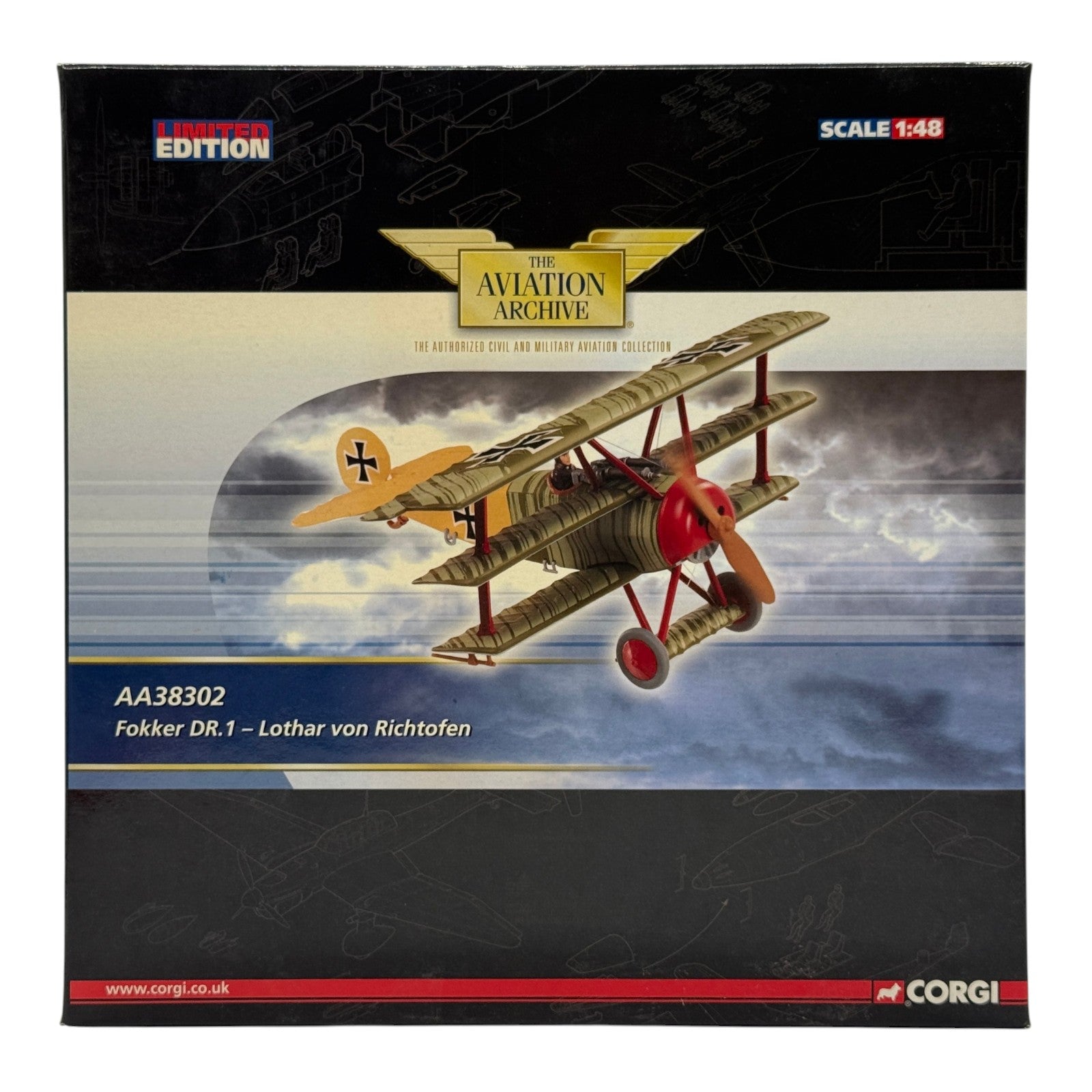 Corgi AA38302 1:48 Fokker Dr.I Triplane Luftstreitkräfte Jasta 11 Lothar von Richthofen 1918