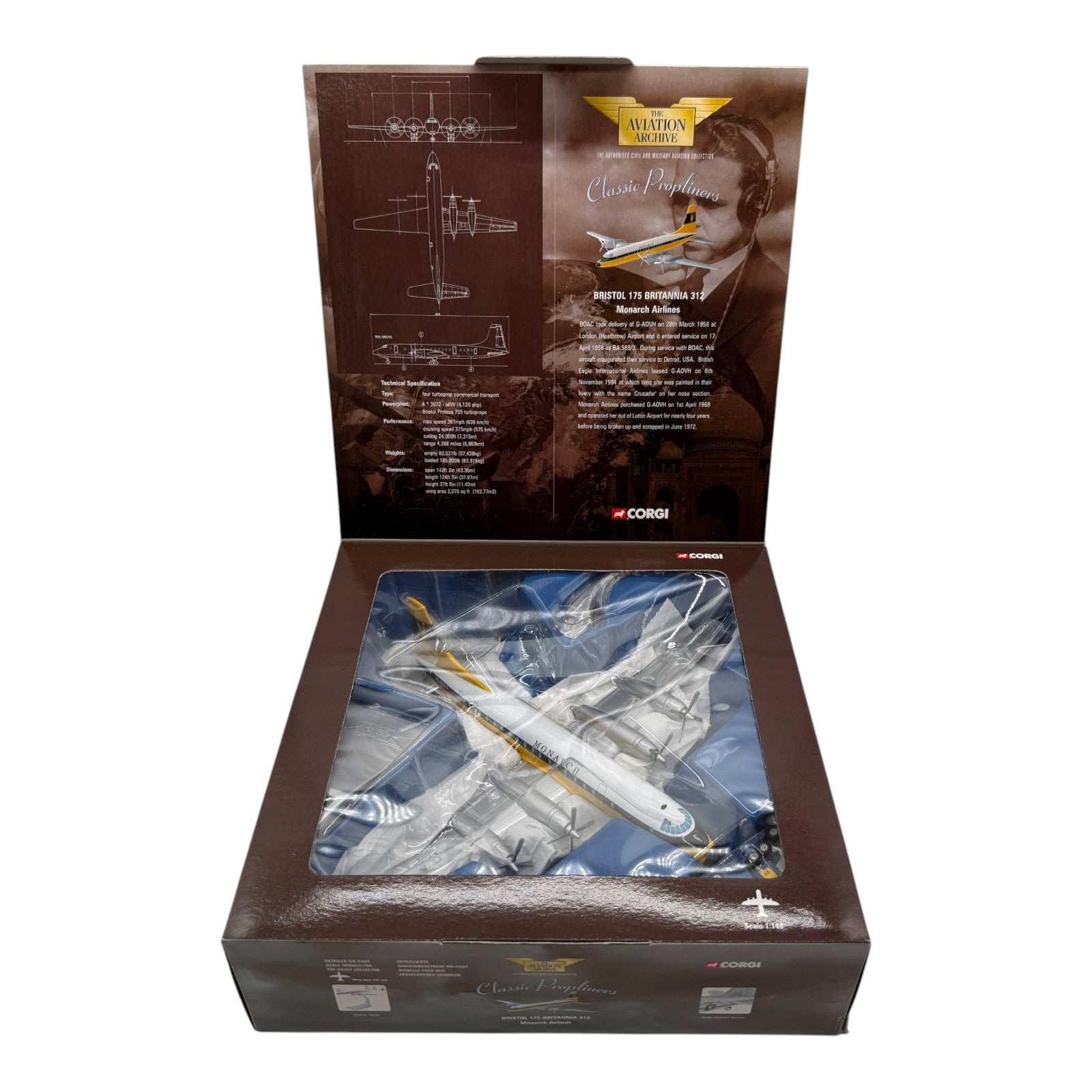 Corgi 48603 1:144 Bristol Britannia 312 Monarch Airlines G-AOVH