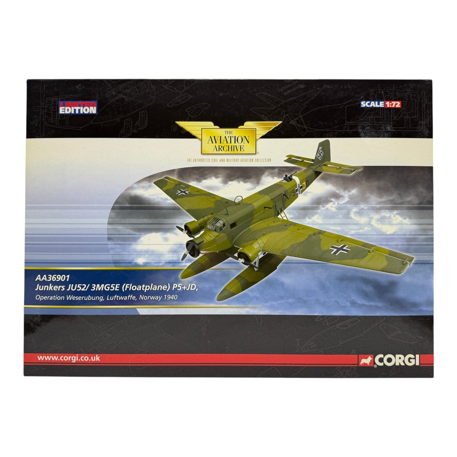 Corgi Aviation AA36901 1:72 Junkers Ju 52 Luftwaffe Norway Operation Weserubung