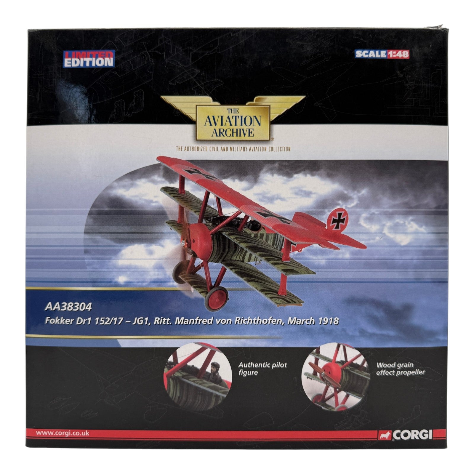 Corgi AA38304 1:48 Fokker Dr.I 152/17 JG 1 Manfred von Richthofen March 1918