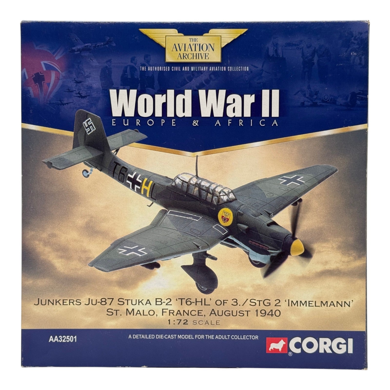 Corgi AA32501 1:72 Junkers Ju 87B-2 Stuka T6+HL 3./StG 2 Immelmann St Malo France August 1940
