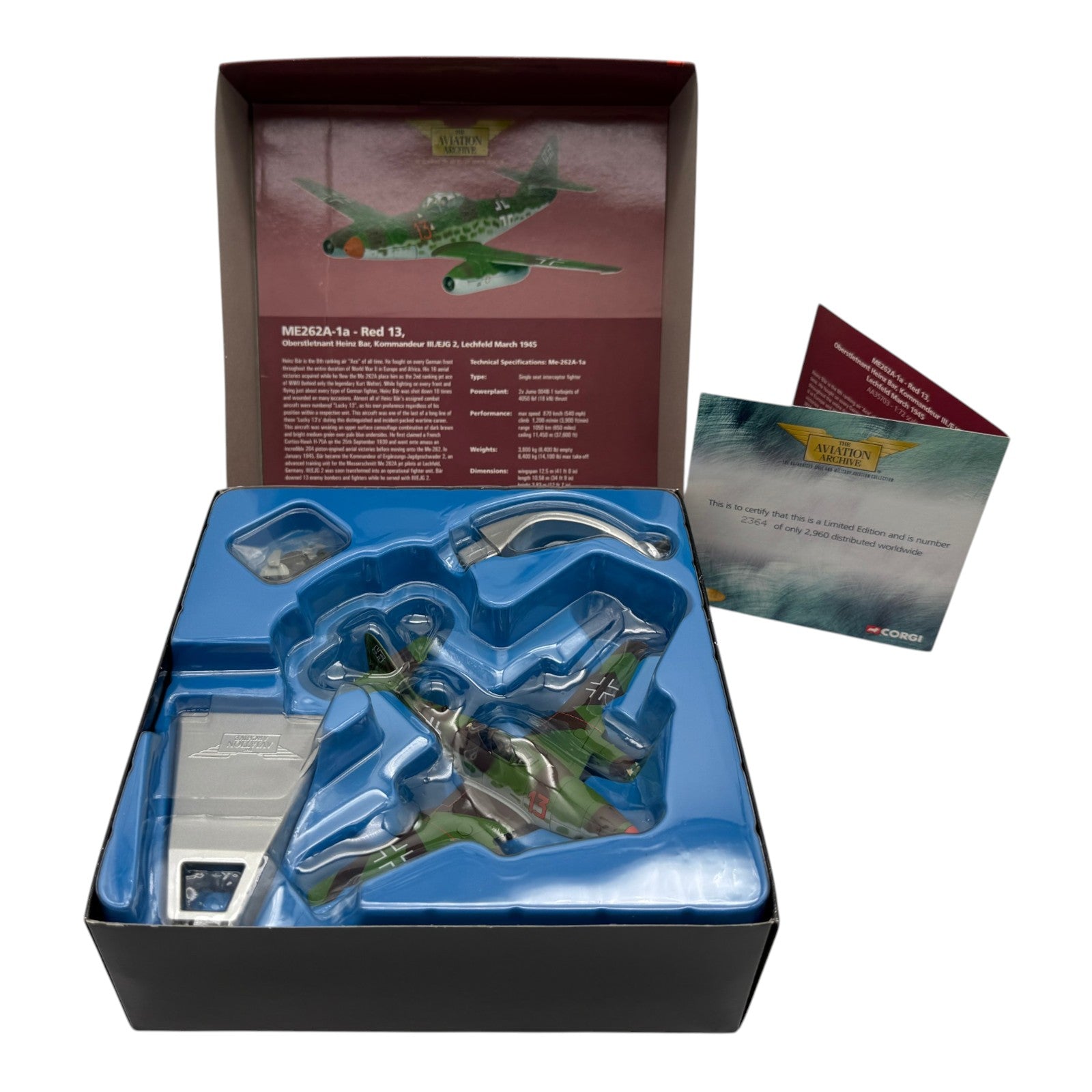 Corgi AA35703 1:72 Messerschmitt Me 262A-1a Red 13 Heinz Bär III./EJG 2 Lechfeld Germany 1945