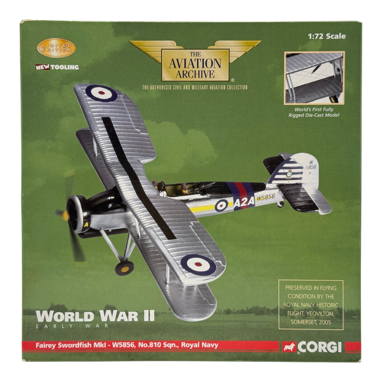 Corgi AA36302 1:72 Fairey Swordfish Mk I W5856 A2A No.810 NAS HMS Ark Royal 1939