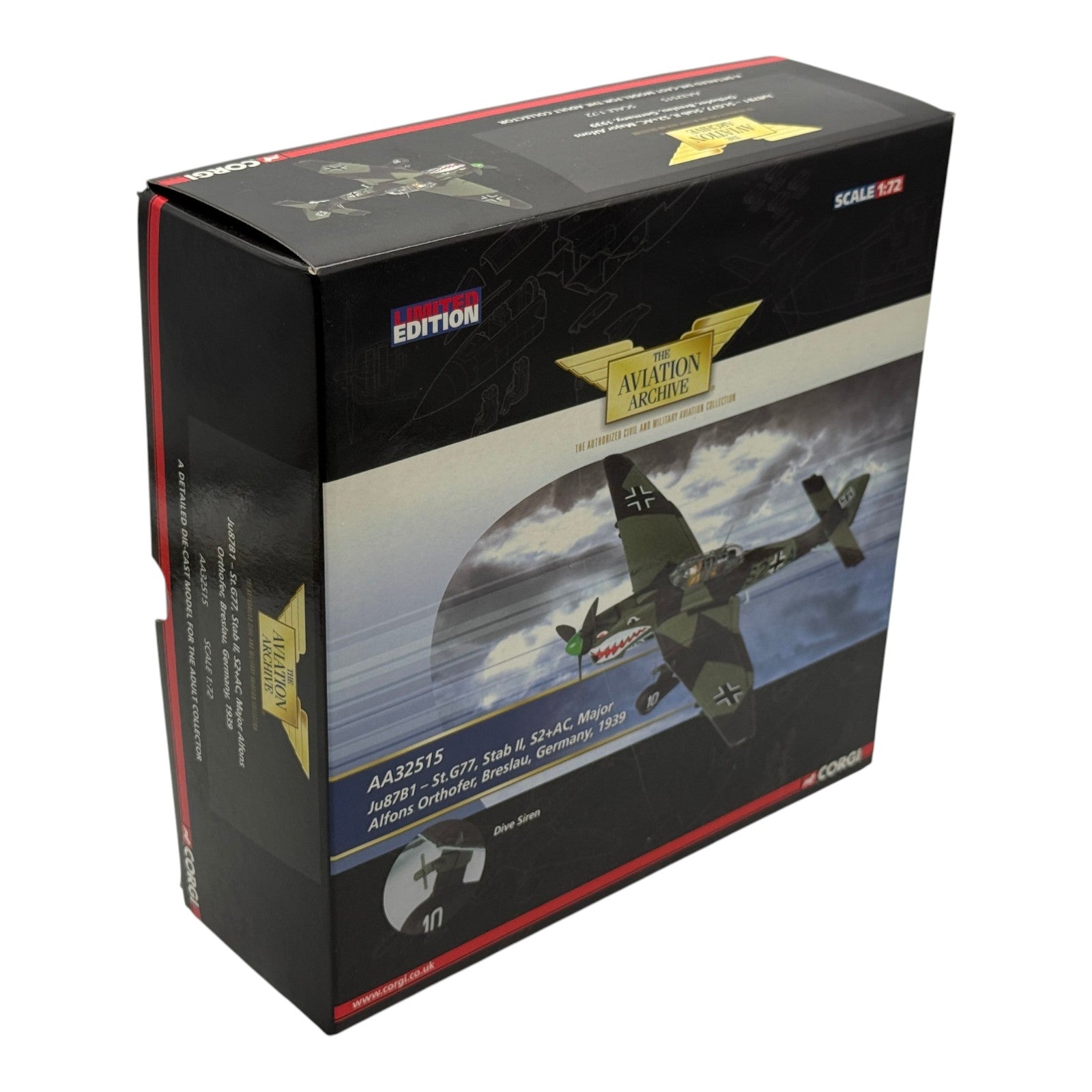 Corgi AA32515 1:72 Junkers Ju 87B-1 Stuka S2+AC Major Alfons Orthofer Stab II./StG 77 Breslau 1939