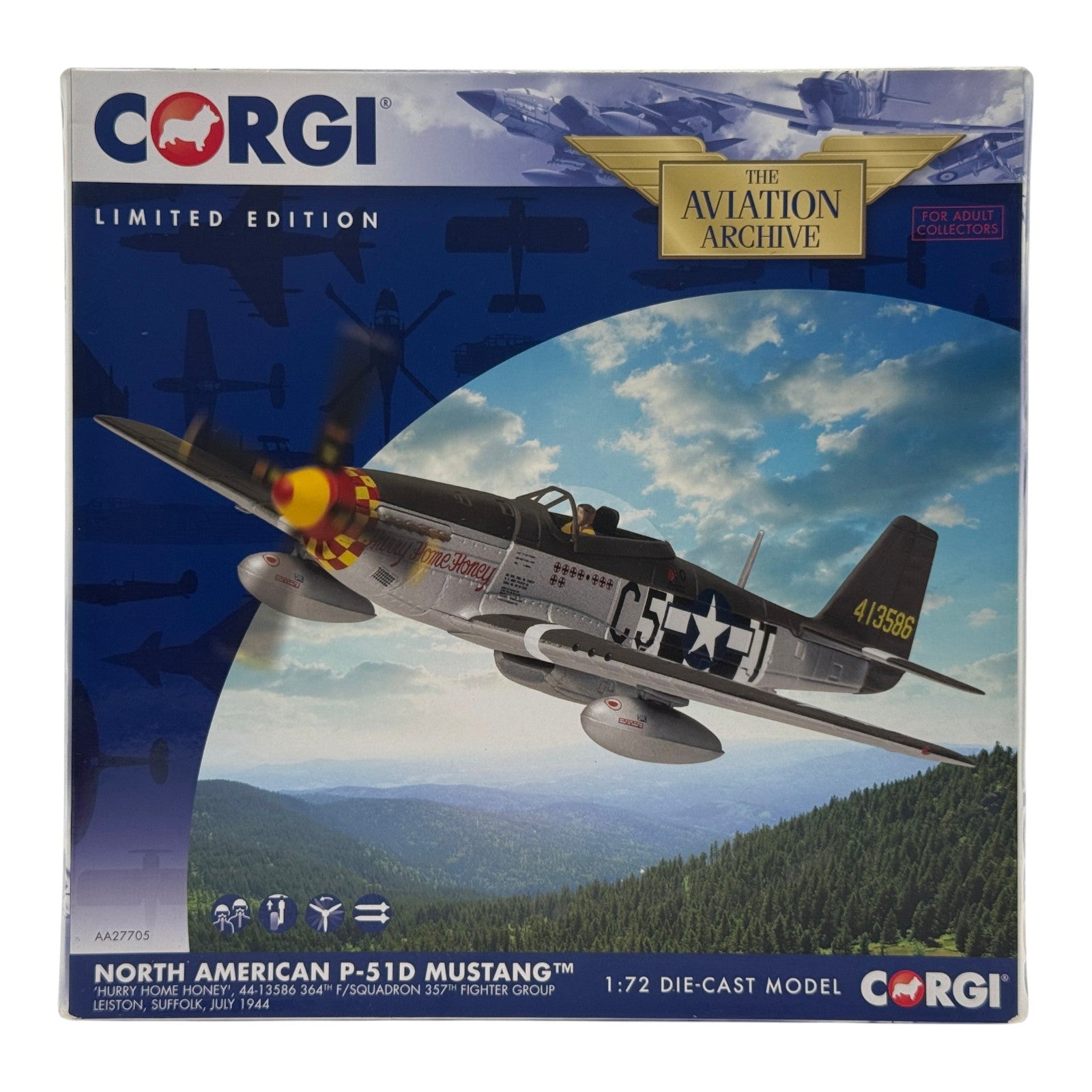 Corgi AA27705 1:72 P-51D Mustang Hurry Home Honey Richard Peterson Leiston 1944