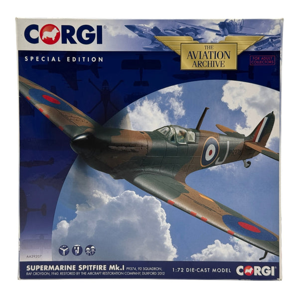 Corgi AA39207 1:72 Supermarine Spitfire Mk I P9374 J Peter Cazenove 92 Sqn 1940