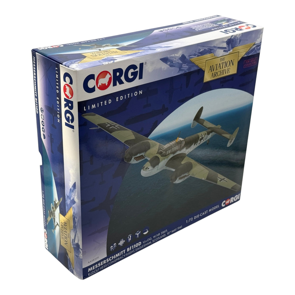 Corgi AA38509 1:72 Messerschmitt Bf110D VJ+OQ Rudolf Hess Scotland 10 May 1941