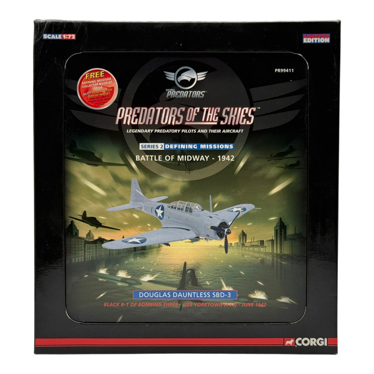 Corgi PR99411 1:72 SBD-3 Dauntless Black B-1 VB-3 USS Yorktown Midway June 1942