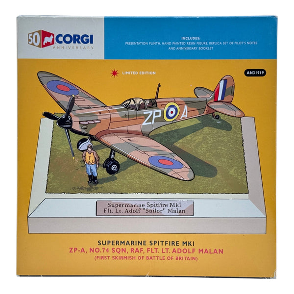 Corgi AN31919 1:72 Spitfire Mk I K9953 Sailor Malan 74 Sqn RAF 50th Anniversary