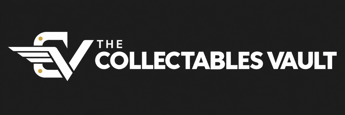 The Collectables Vault logo with white CV wings and gold accents